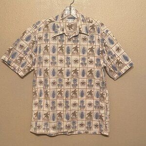 Pierre Cardin Vintage Hawaiian Shirt button down Men's Short Sleeve Size M